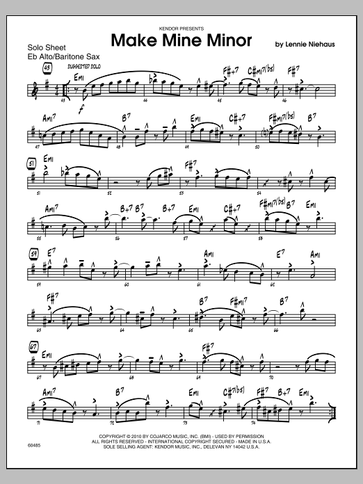 Make Mine Minor - Solo Sheet - Alto Sax (Jazz Ensemble) von Lennie Niehaus