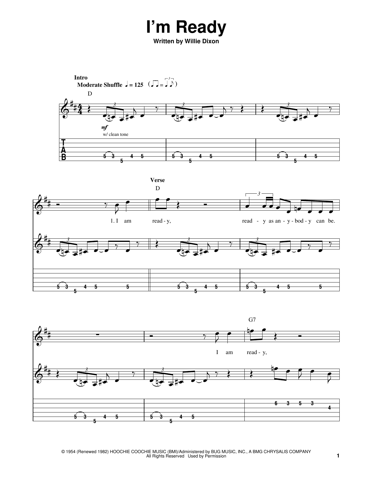 I'm Ready (Easy Guitar Tab) von Muddy Waters