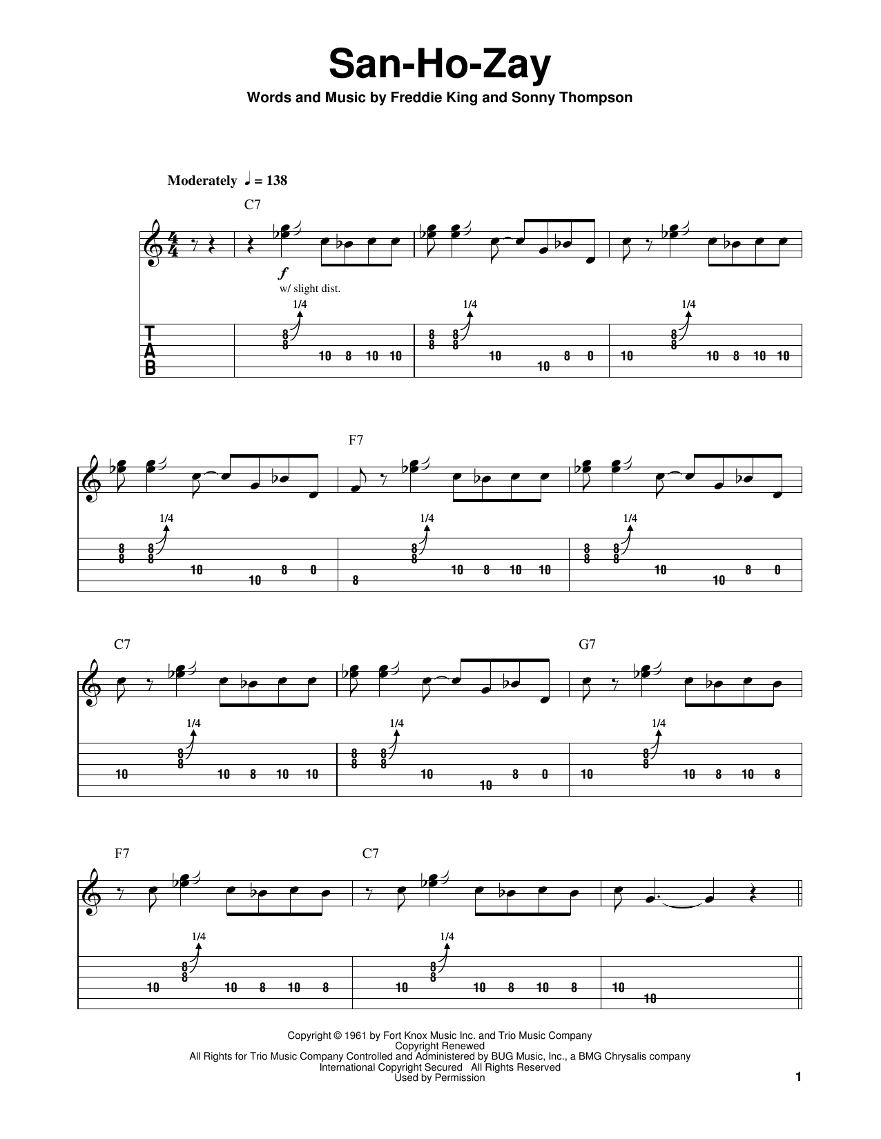 San-Ho-Zay (Easy Guitar Tab) von Freddie King