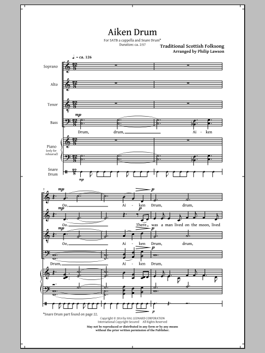 Aiken Drum (SATB Choir) von Philip Lawson