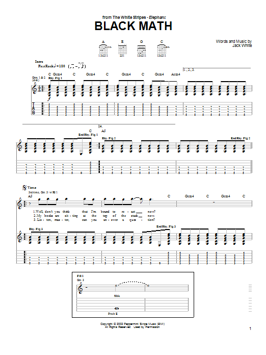 Black Math (Guitar Tab) von The White Stripes