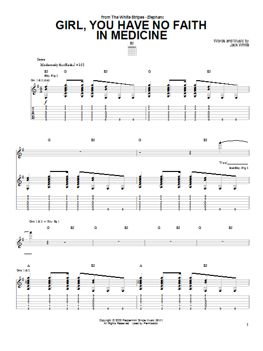 Girl, You Have No Faith In Medicine (Guitar Tab) von The White Stripes