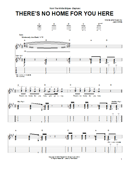 There's No Home For You Here (Guitar Tab) von The White Stripes