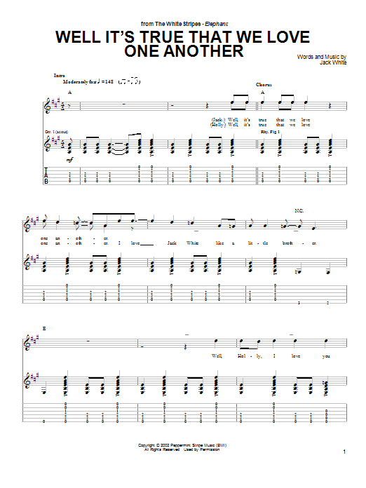 Well It's True That We Love One Another (Guitar Tab) von The White Stripes