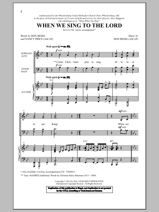 When We Sing To The Lord (SATB Choir) von Don Besig