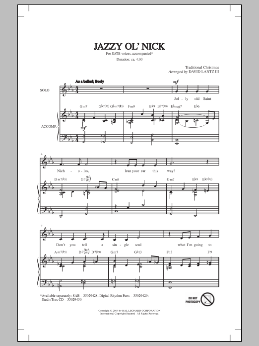 Jazzy Ol' Nick (SATB Choir) von David Lantz III