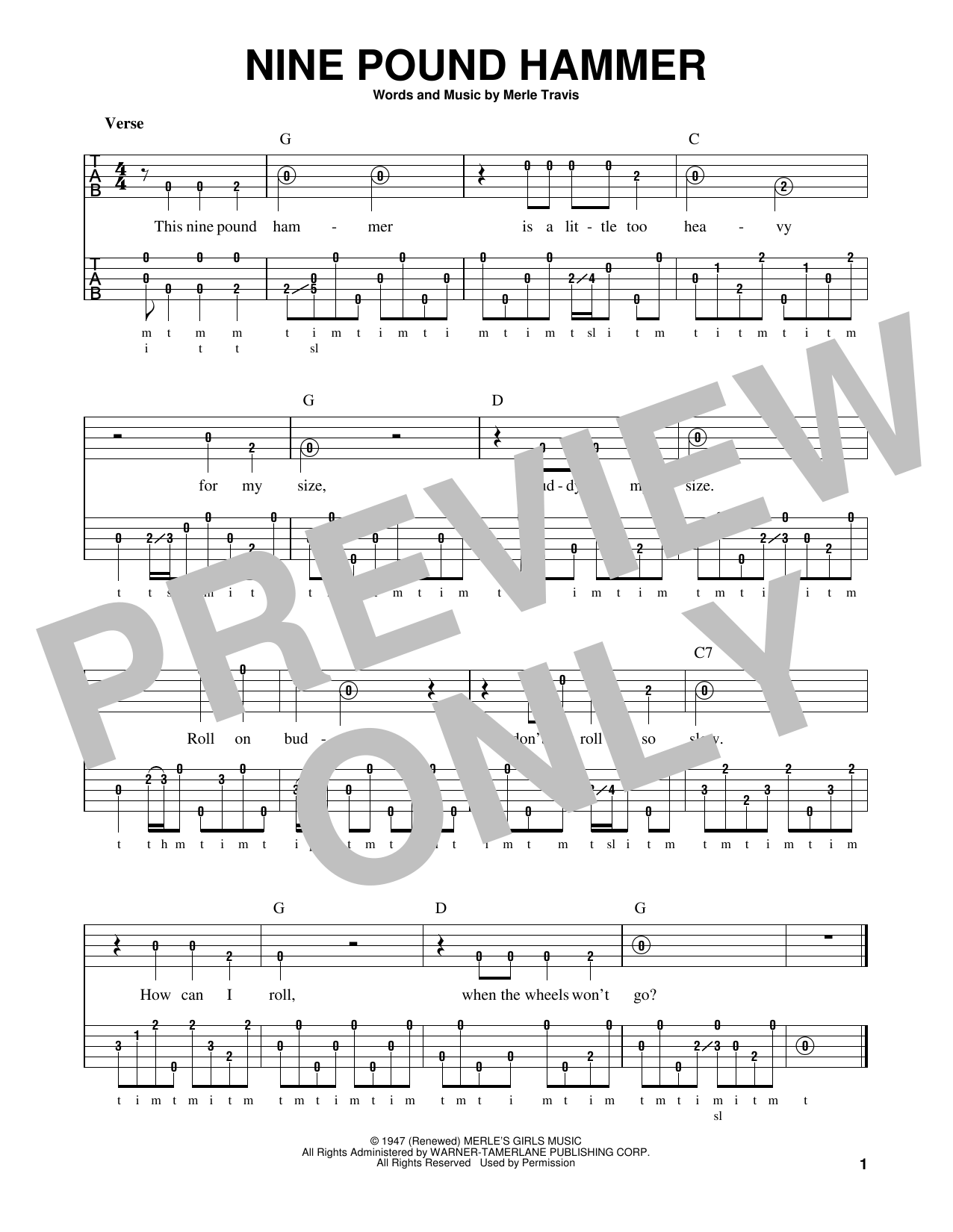 Nine Pound Hammer (Banjo Tab) von Merle Travis