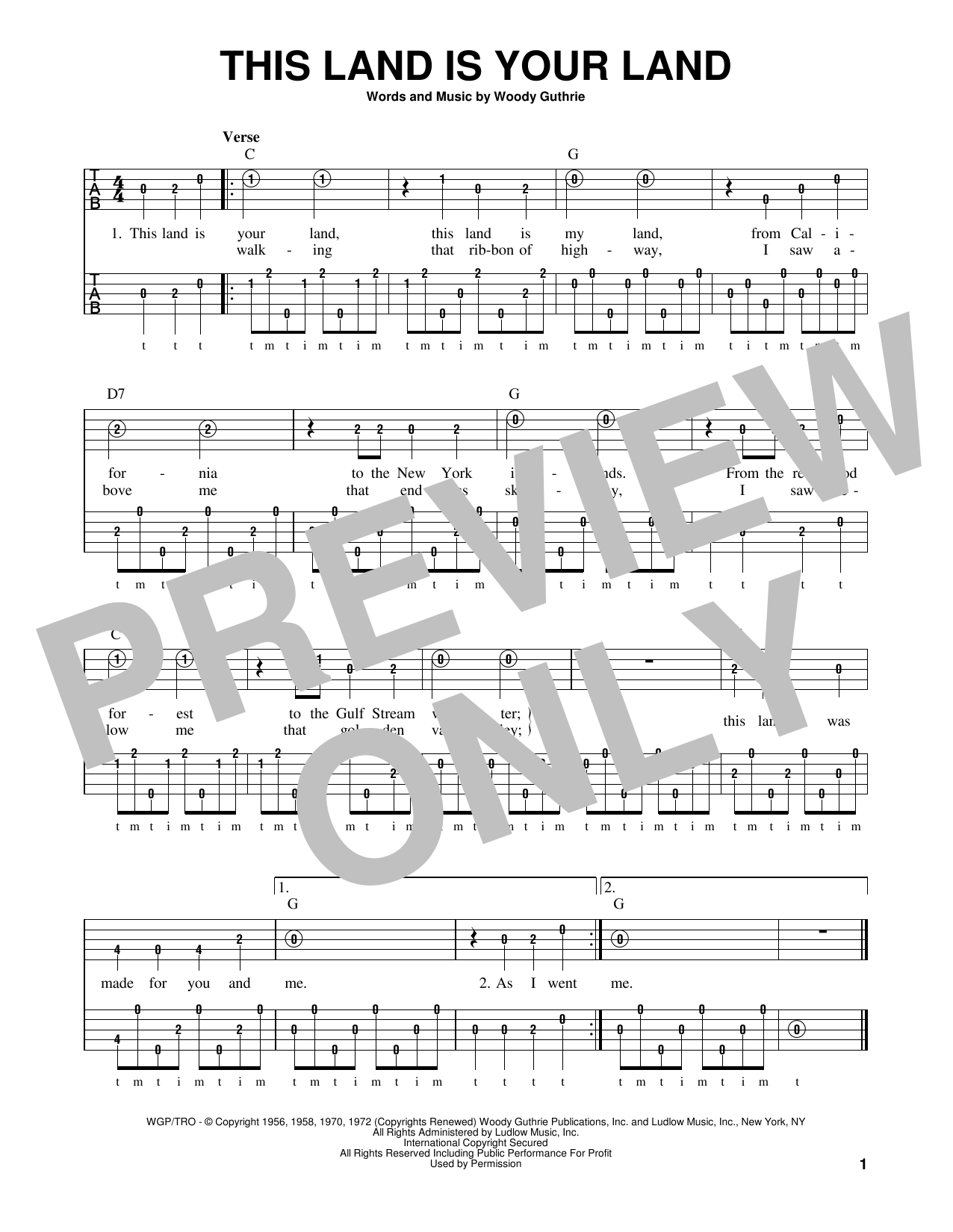 This Land Is Your Land (Banjo Tab) von Woody Guthrie