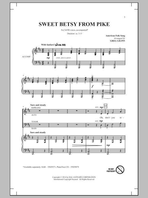 Sweet Betsy From Pike (SATB Choir) von Greg Gilpin