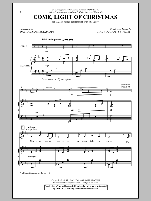 Come, Light Of Christmas (SATB Choir) von David Gaines