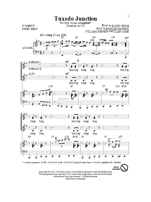 Tuxedo Junction (SSA Choir) von Kirby Shaw