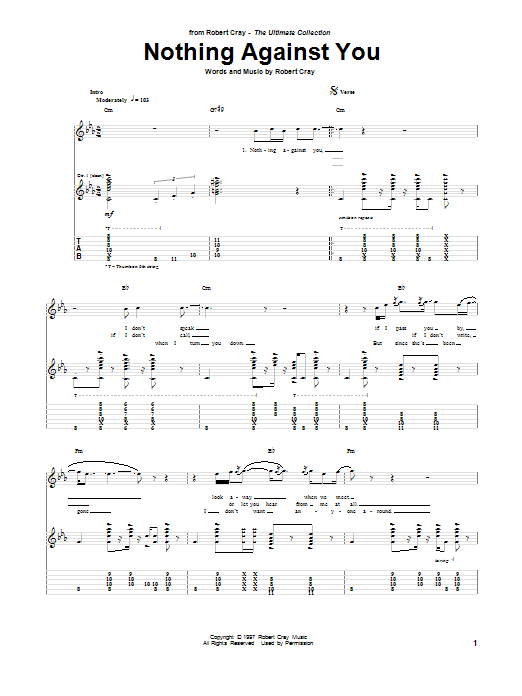 Nothing Against You (Guitar Tab) von Robert Cray