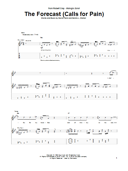 The Forecast (Calls For Pain) (Guitar Tab) von Robert Cray