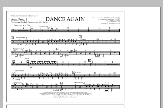 Dance Again - Aux. Perc. 1 (Marching Band) von Tom Wallace