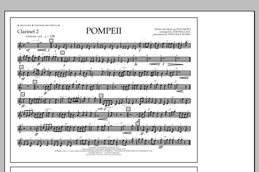 Pompeii - Clarinet 2 (Marching Band) von Tom Wallace
