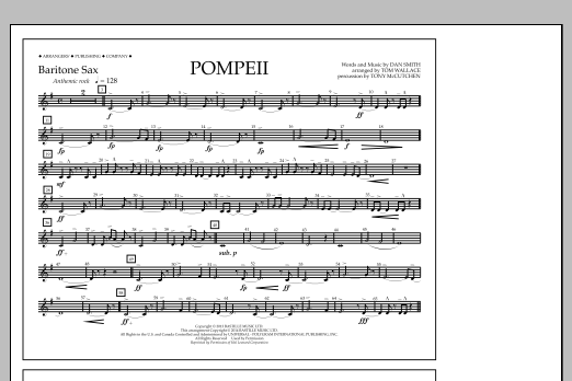 Pompeii - Baritone Sax (Marching Band) von Tom Wallace