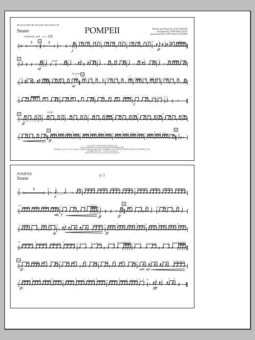 Pompeii - Snare (Marching Band) von Tom Wallace