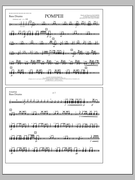 Pompeii - Bass Drums (Marching Band) von Tom Wallace