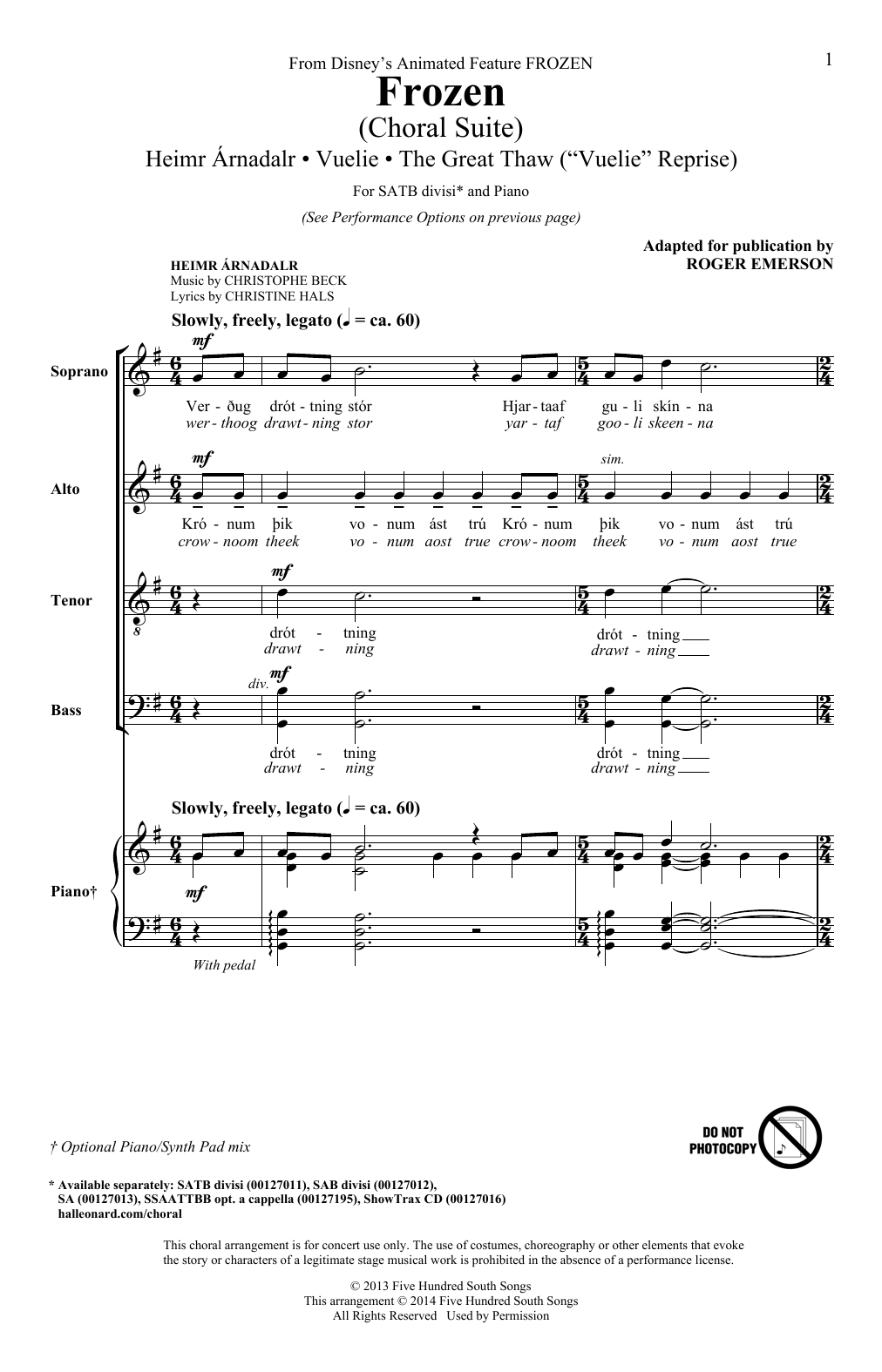 Frozen (Choral Suite) (SATB Choir) von Roger Emerson