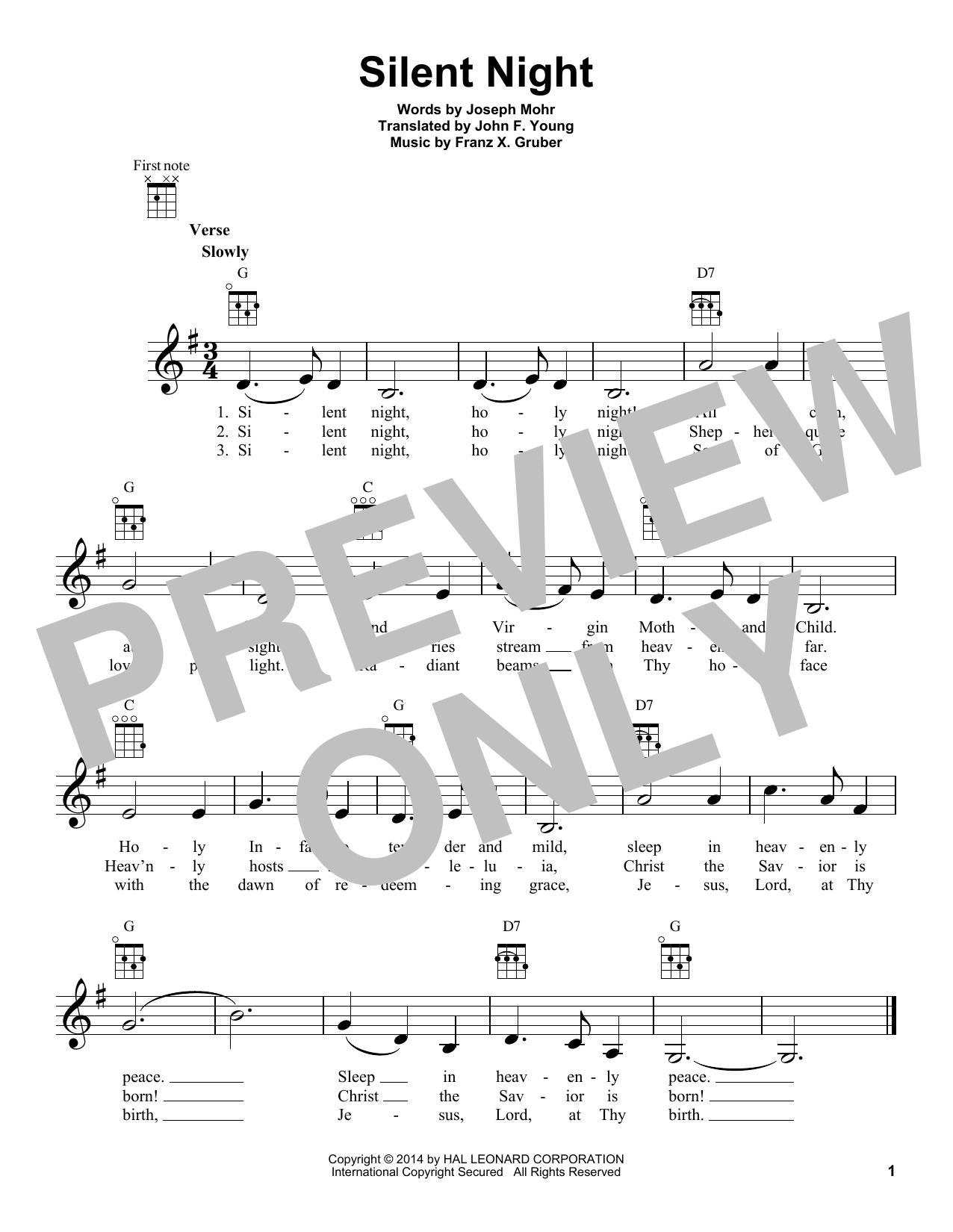 Silent Night (Ukulele) von Franz X. Gruber