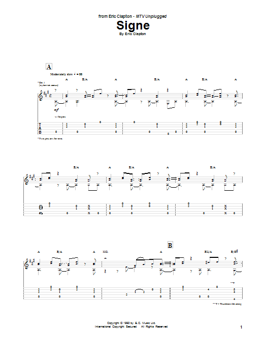 Signe (Guitar Tab) von Eric Clapton