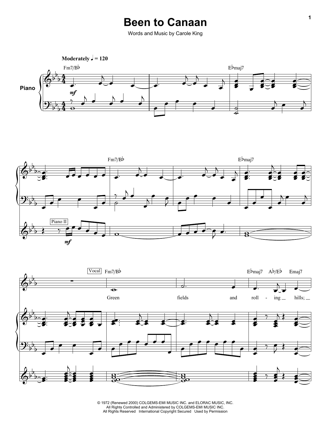 Been To Canaan (Keyboard Transcription) von Carole King