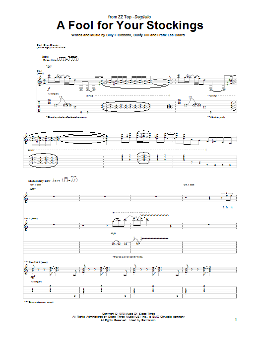 A Fool For Your Stockings (Guitar Tab) von ZZ Top