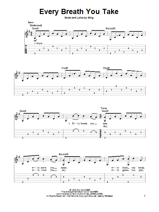 Every Breath You Take (Easy Guitar Tab) von The Police