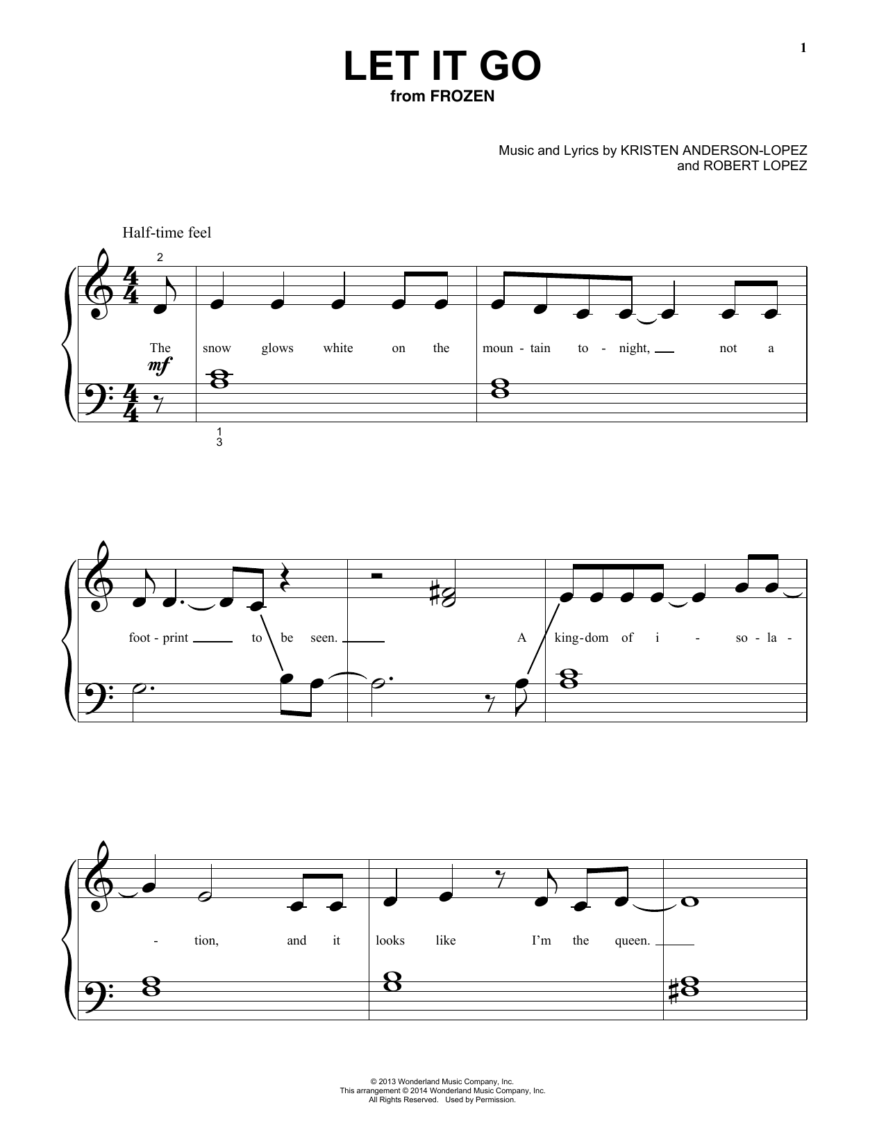 Let It Go (from Frozen) (Big Note Piano) von Idina Menzel