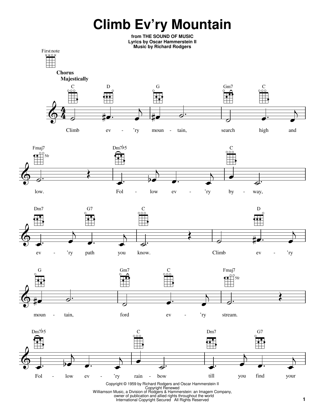 Climb Ev'ry Mountain (from The Sound of Music) (Ukulele) von Rodgers & Hammerstein