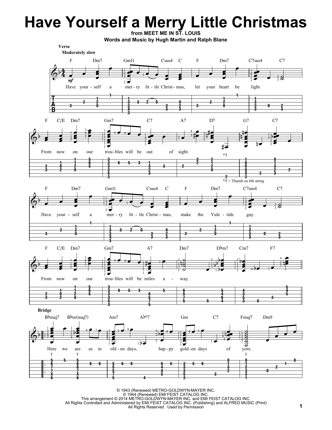 Have Yourself A Merry Little Christmas (Easy Guitar Tab) von Hugh Martin