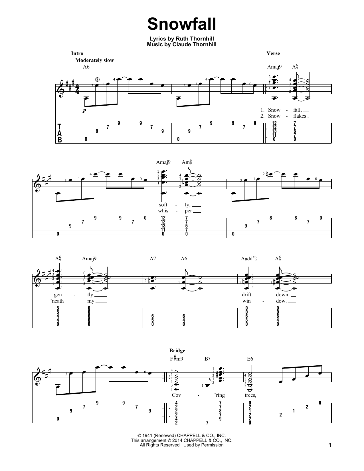 Snowfall (Easy Guitar Tab) von Tony Bennett