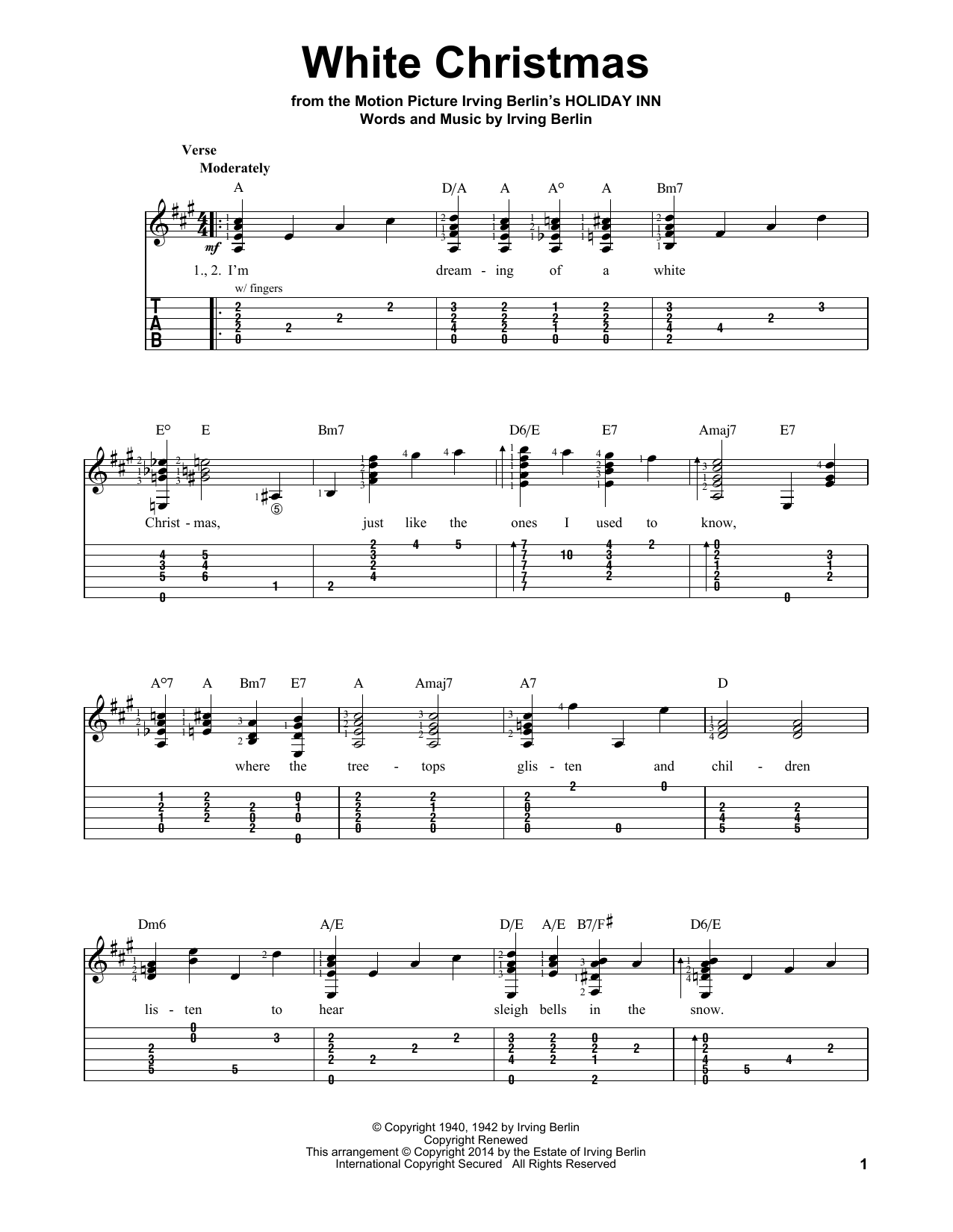 White Christmas (Easy Guitar Tab) von Irving Berlin