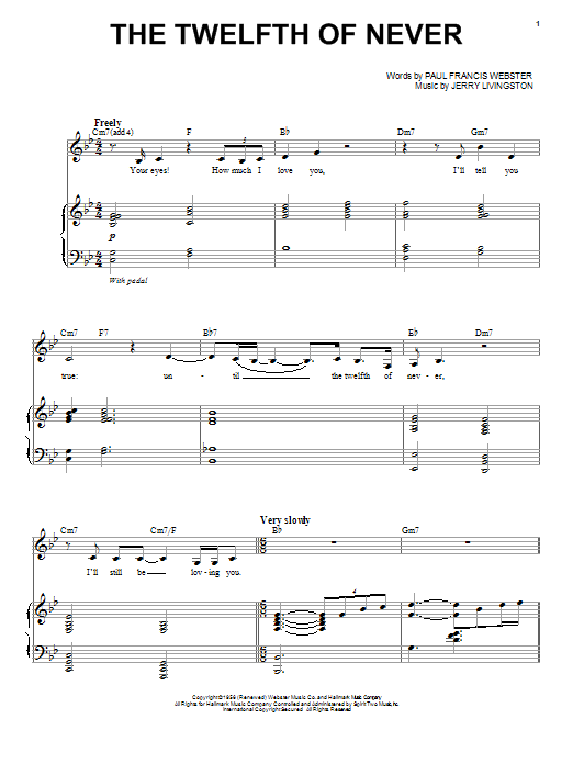 The Twelfth Of Never (Piano & Vocal) von Nina Simone
