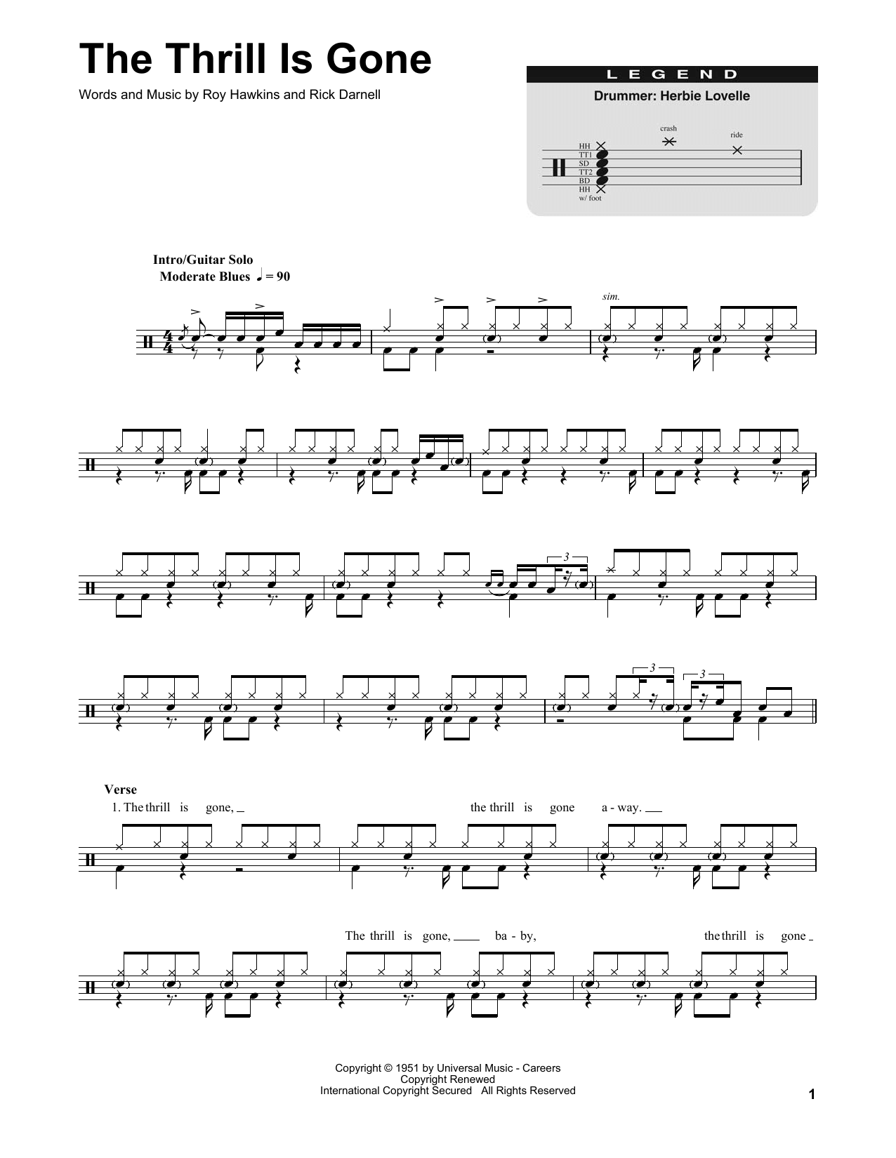 The Thrill Is Gone (Drums Transcription) von B.B. King