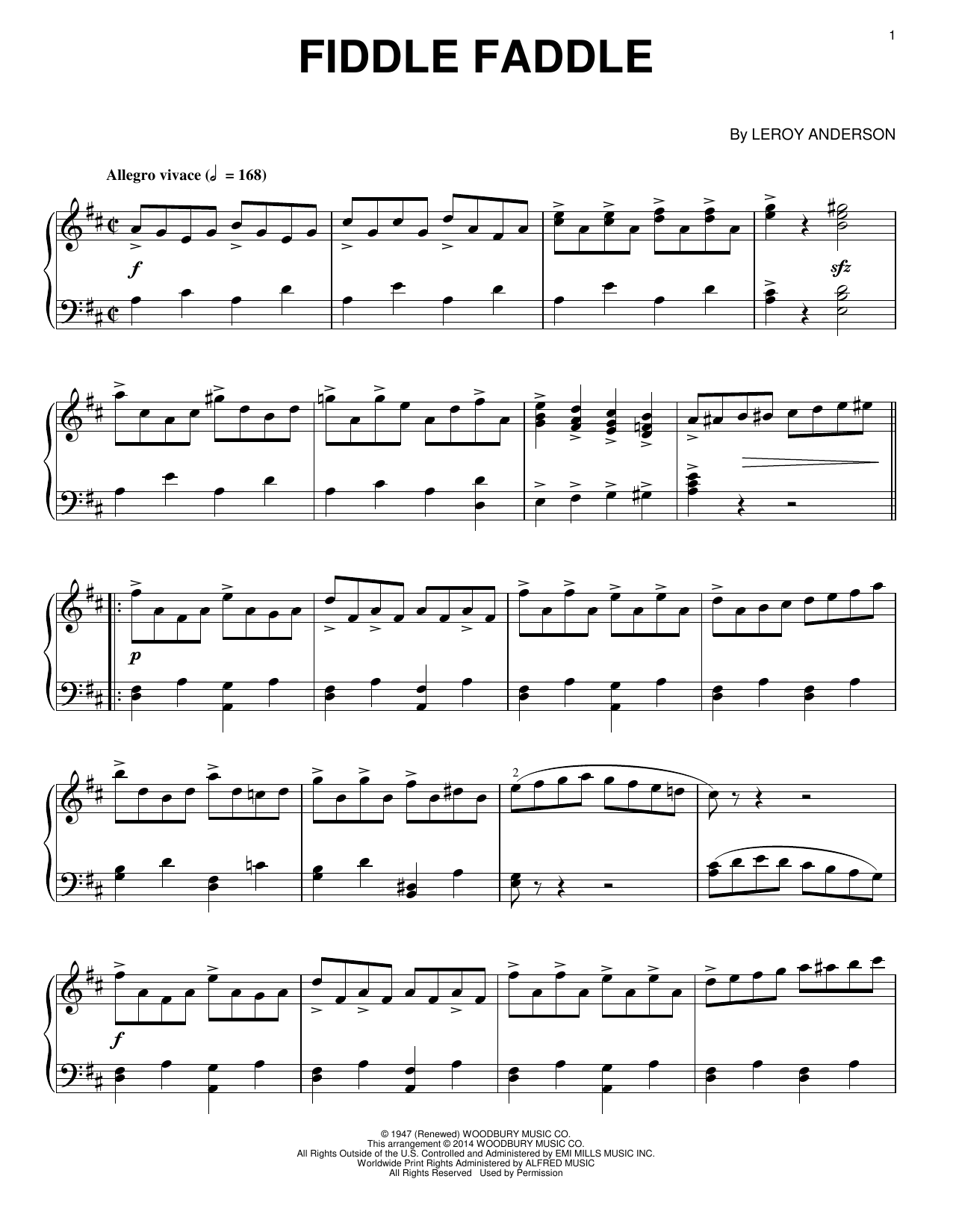 Fiddle Faddle (Piano Solo) von Leroy Anderson