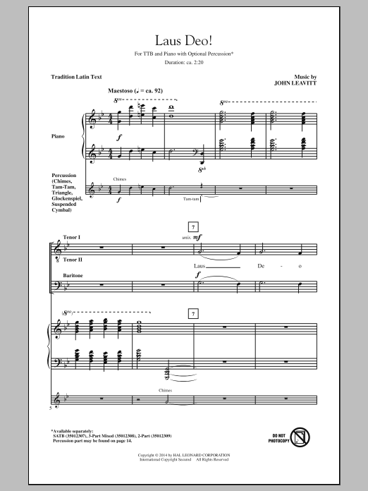 Laus Deo! (TTBB Choir) von John Leavitt