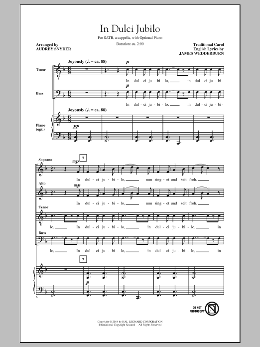 In Dulci Jubilo (SATB Choir) von Audrey Snyder