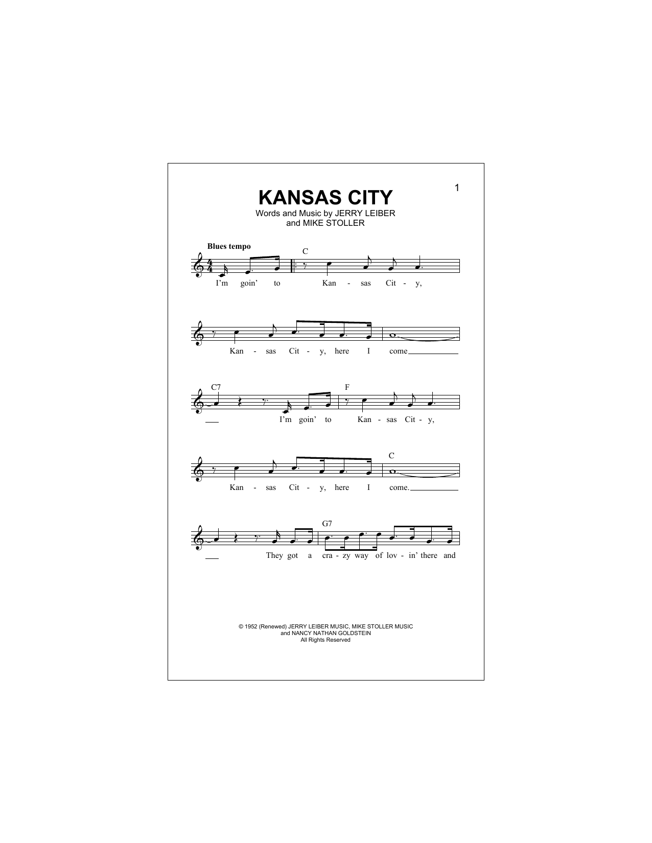 Kansas City (Lead Sheet / Fake Book) von The Beatles
