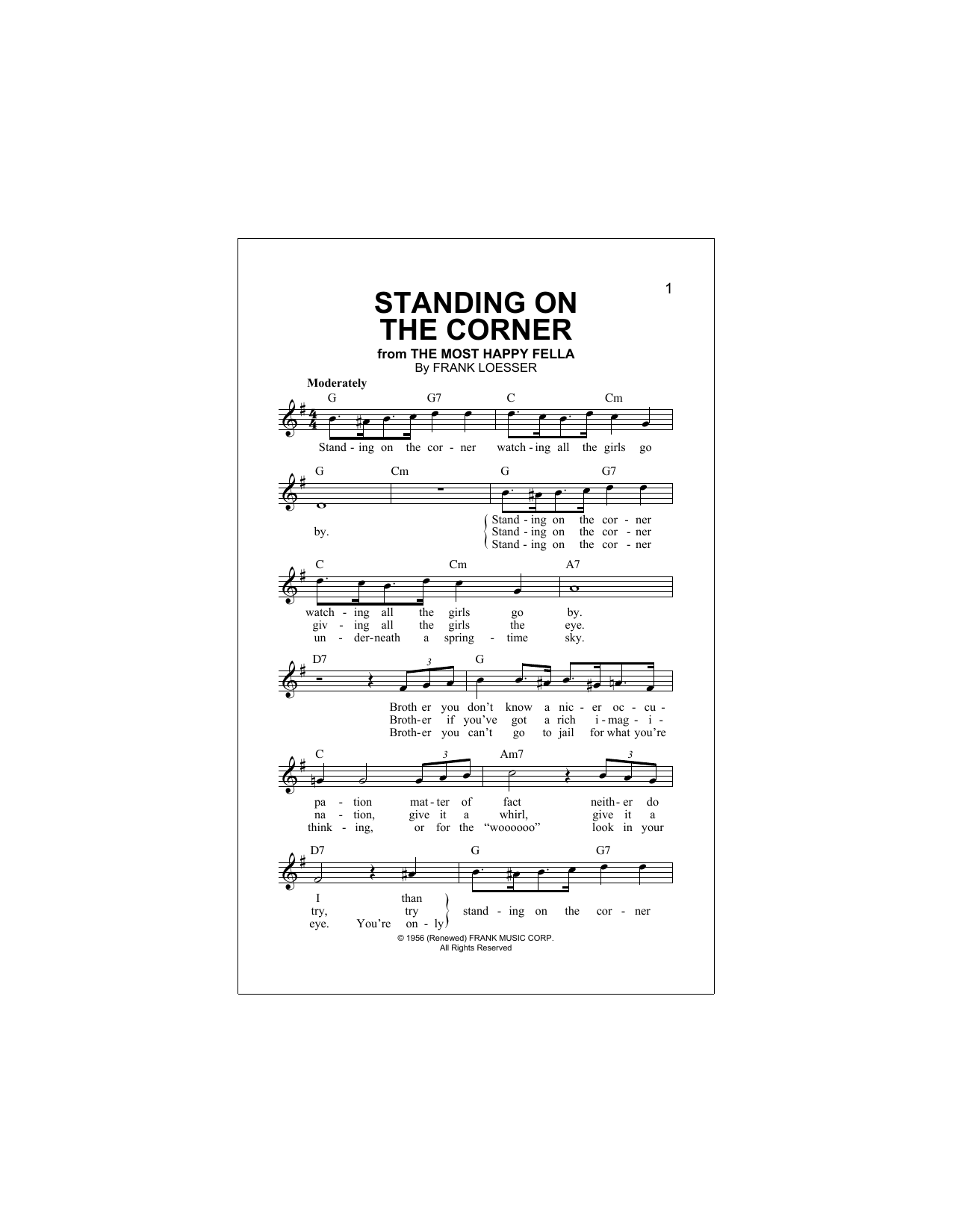 Standing On The Corner (Lead Sheet / Fake Book) von The Four Lads