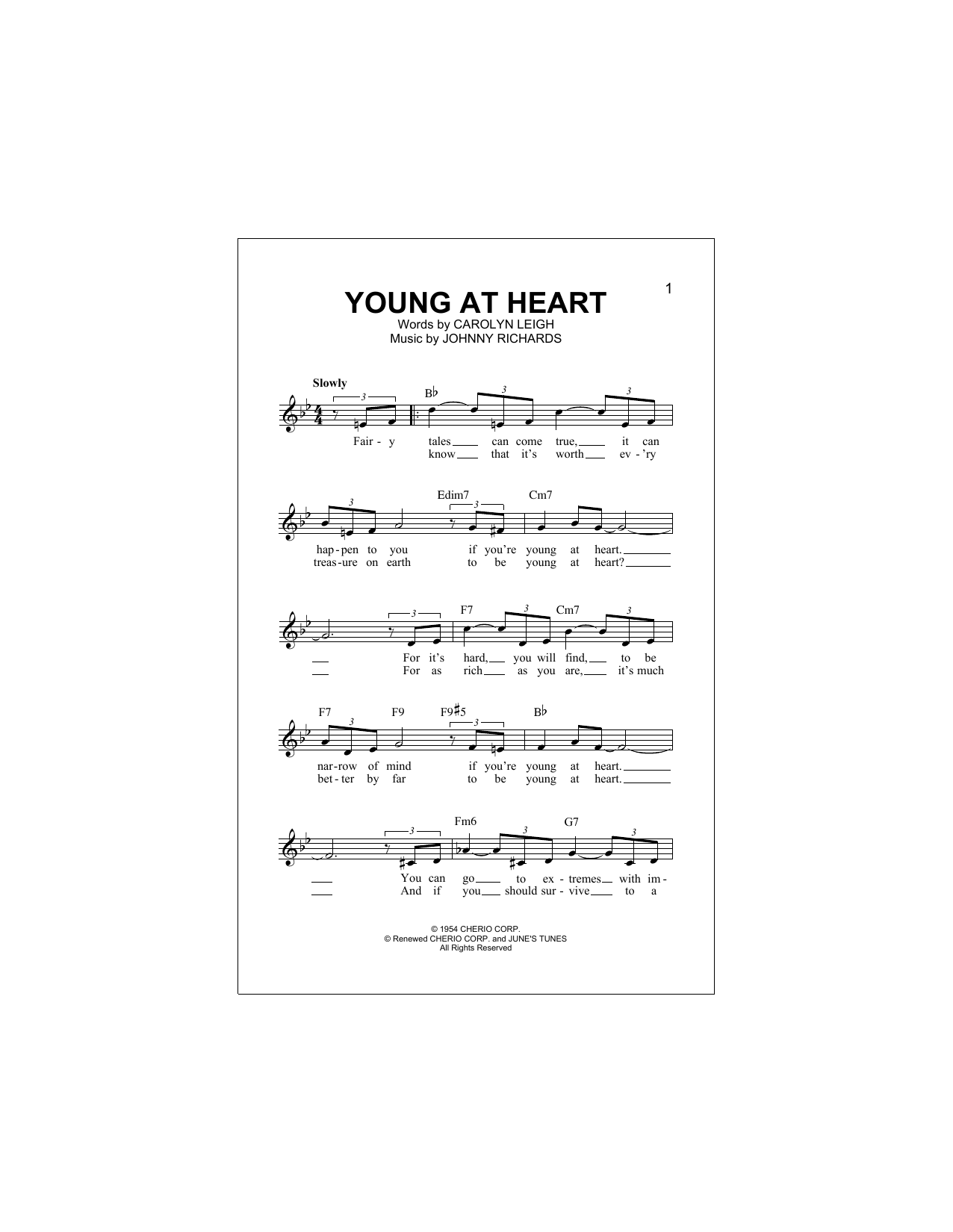 Young At Heart (Lead Sheet / Fake Book) von Carolyn Leigh