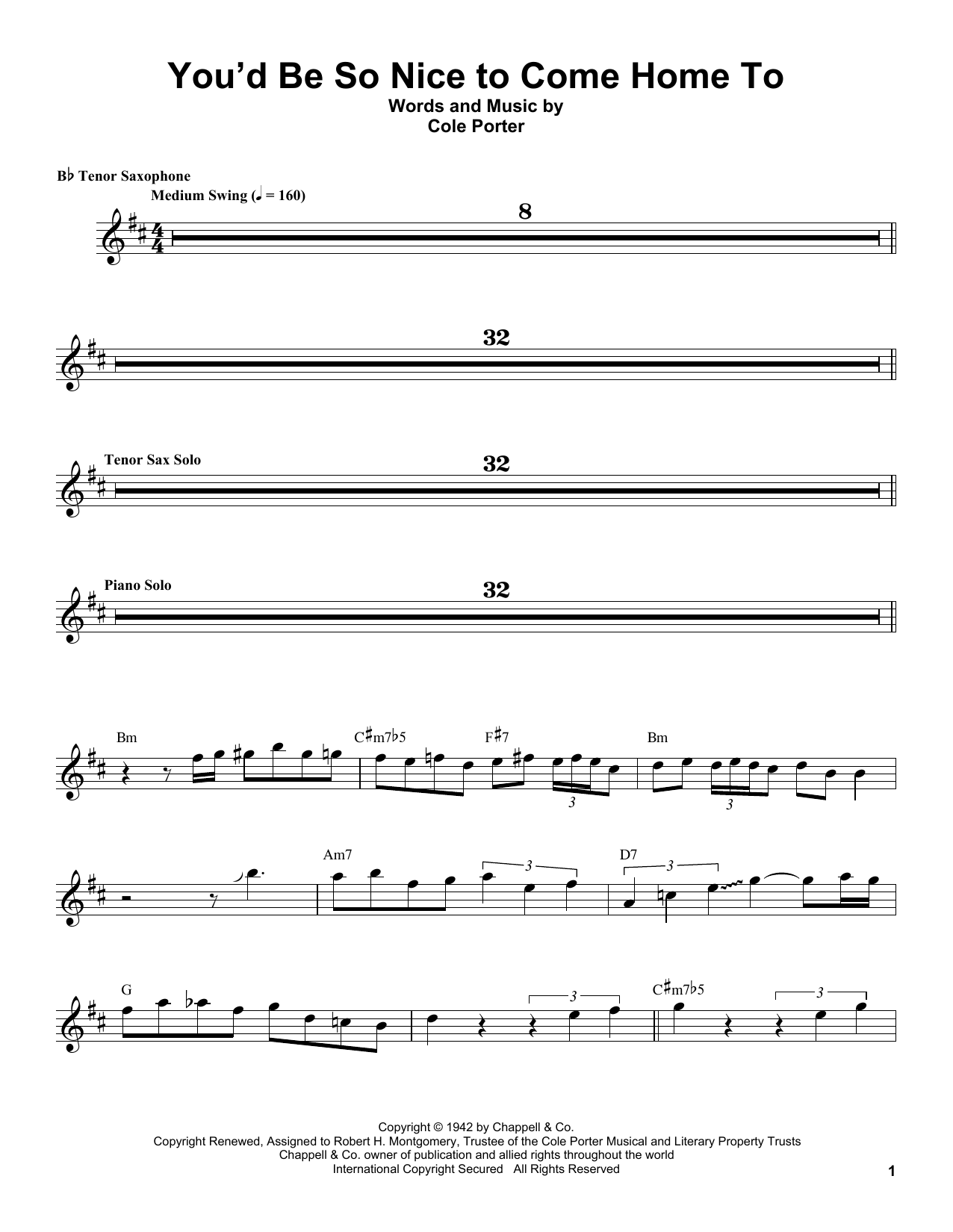 You'd Be So Nice To Come Home To (Tenor Sax Transcription) von Coleman Hawkins