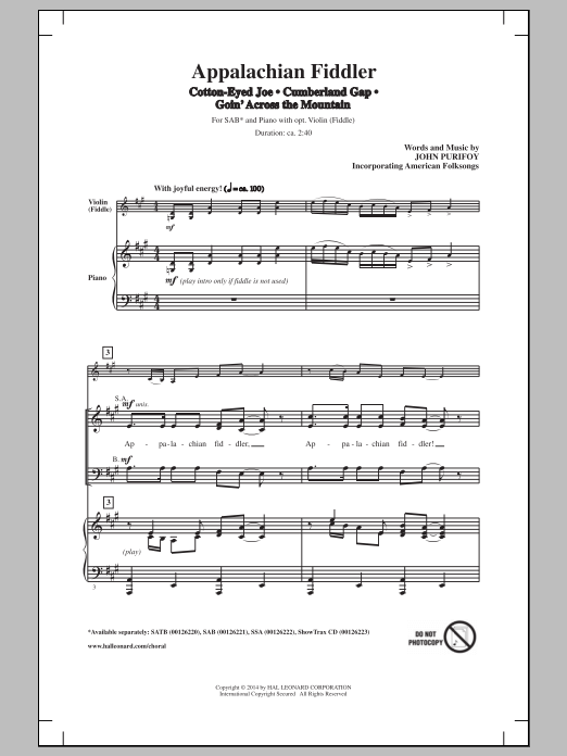 Cumberland Gap (SAB Choir) von John Purifoy