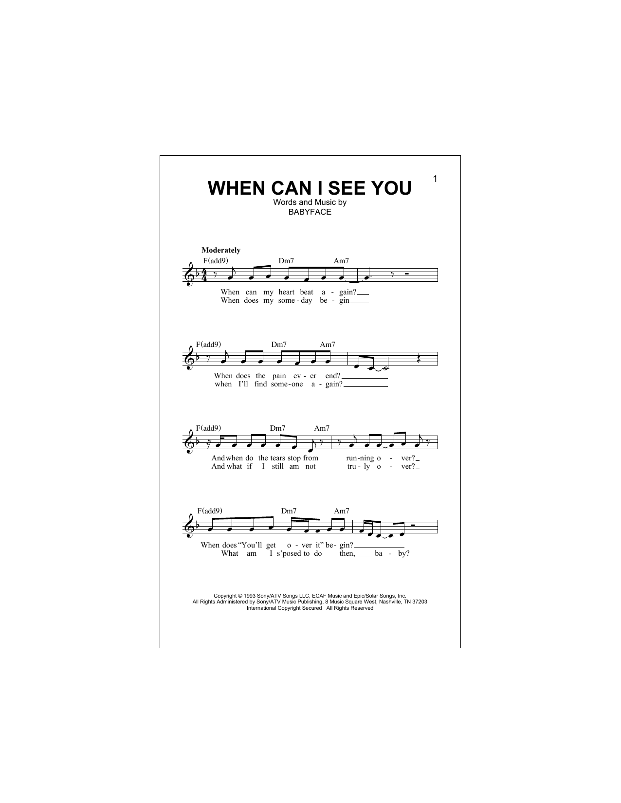 When Can I See You (Lead Sheet / Fake Book) von Babyface