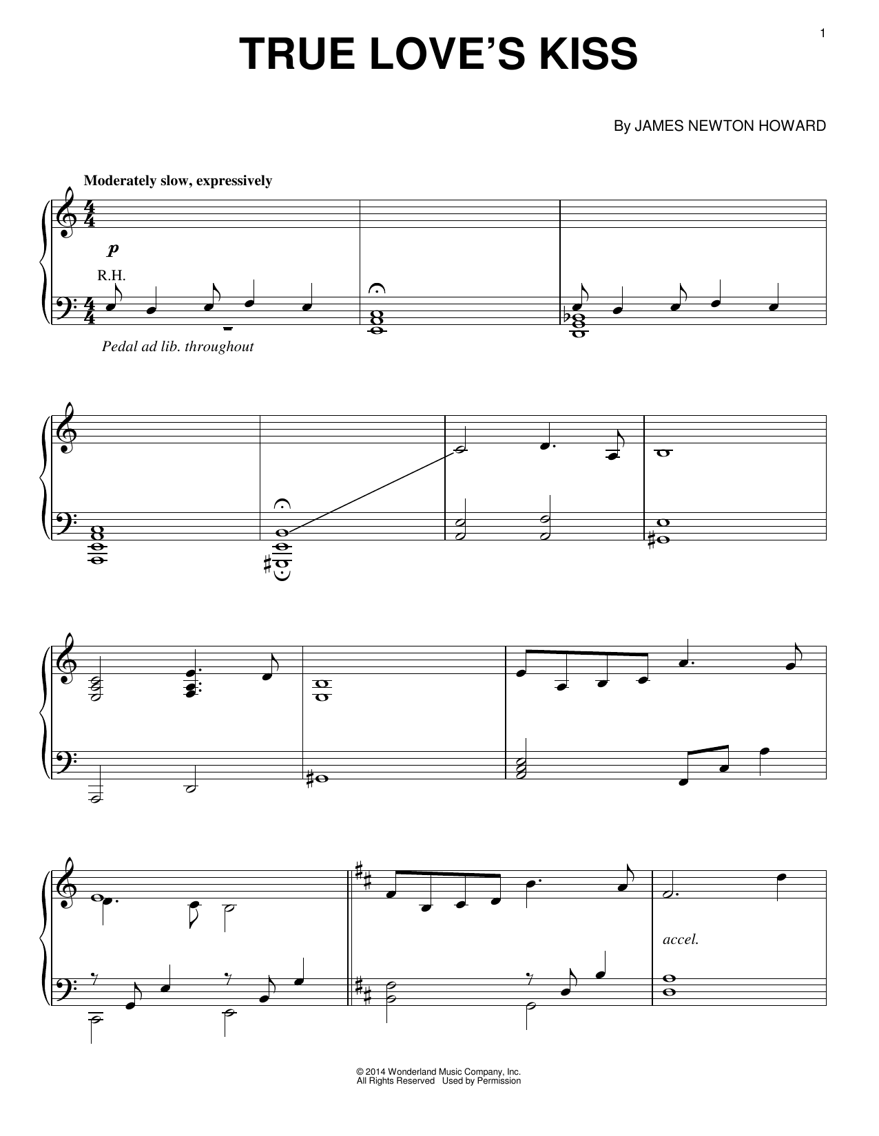 True Love's Kiss (from Maleficent) (Piano Solo) von James Newton Howard
