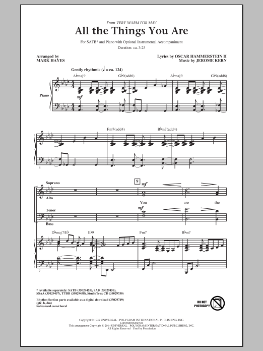 All The Things You Are (SATB Choir) von Mark Hayes