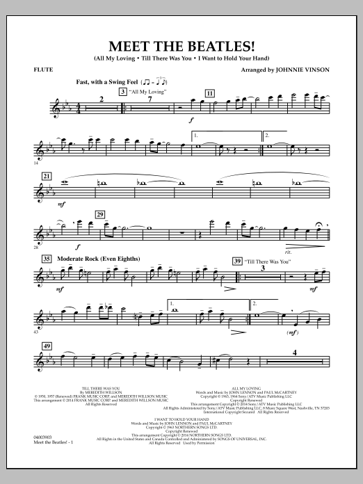 Meet the Beatles! - Flute (Concert Band) von Johnnie Vinson