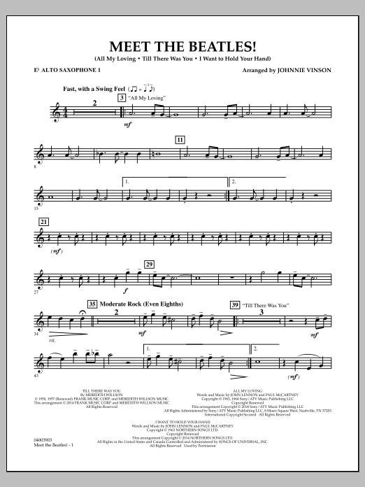 Meet the Beatles! - Eb Alto Saxophone 1 (Concert Band) von Johnnie Vinson