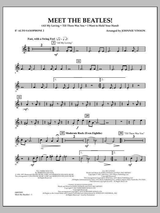 Meet the Beatles! - Eb Alto Saxophone 2 (Concert Band) von Johnnie Vinson
