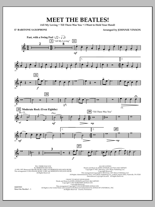 Meet the Beatles! - Eb Baritone Saxophone (Concert Band) von Johnnie Vinson